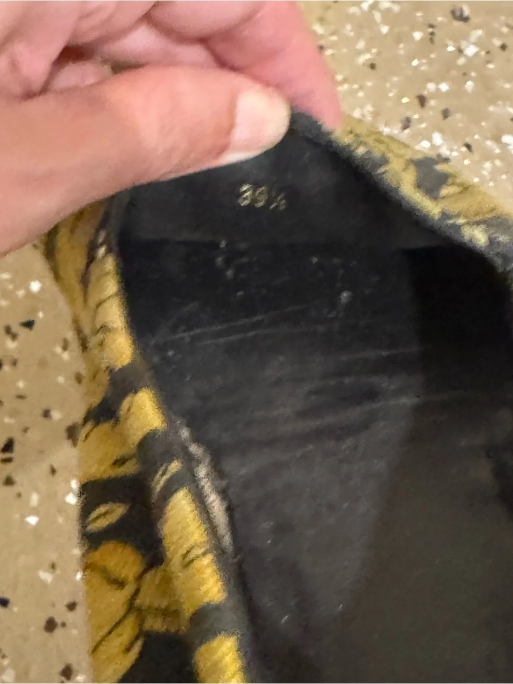 Versace Yellow and Black Floral Espadrille Slip-Ons